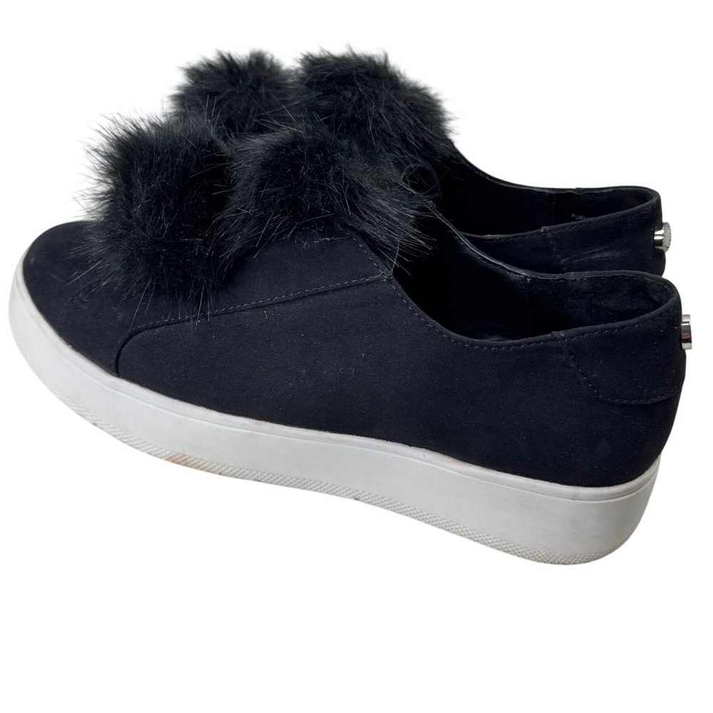 Steve Madden Furlie‎ Sneakers Womens 8.5 Black Faux Fur Pom Pom Platform Casual